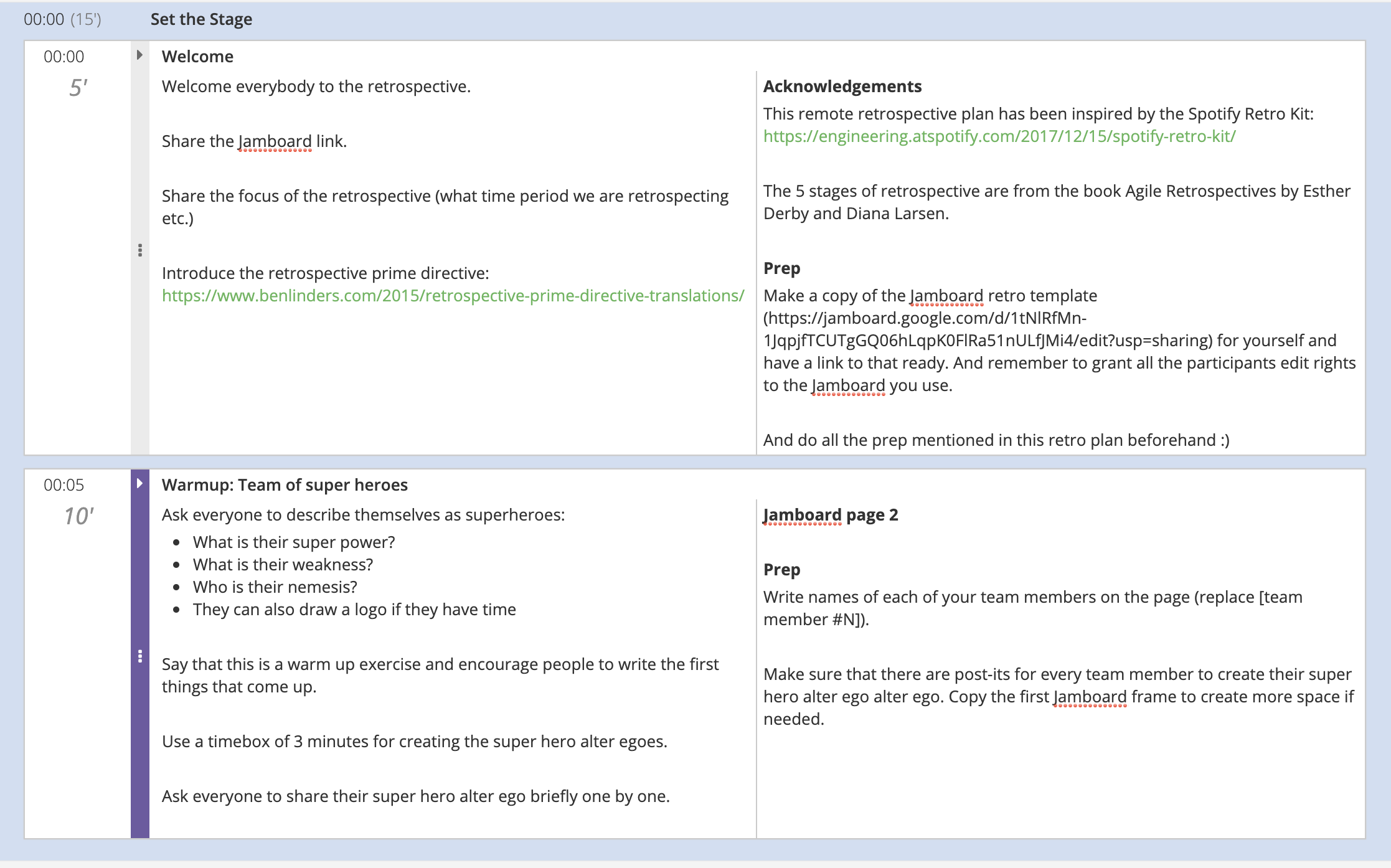 Remote Retrospective Plan: WARP